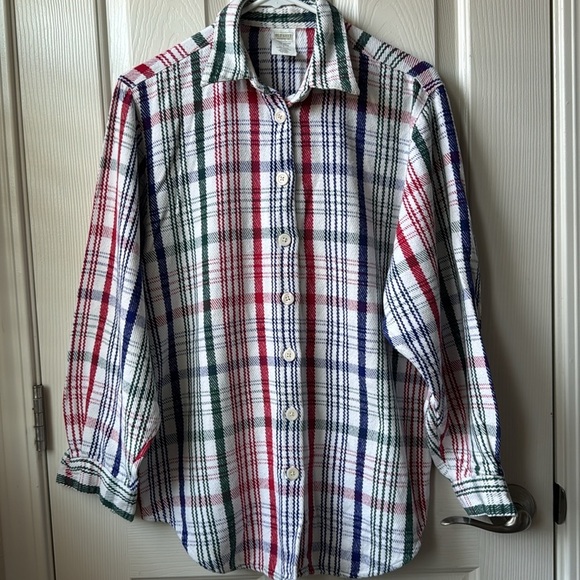 Vintage Old Navy Clothing Co. Plaid Knit Button-Up Flannel Red, Green,Blue,white - Picture 2 of 11